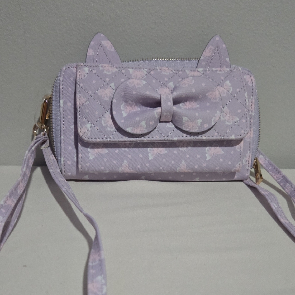 Underonesky Lavender Cat Ear Wallet with Bow